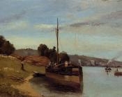 卡米耶毕沙罗 - Barges at Le Roche Goyon